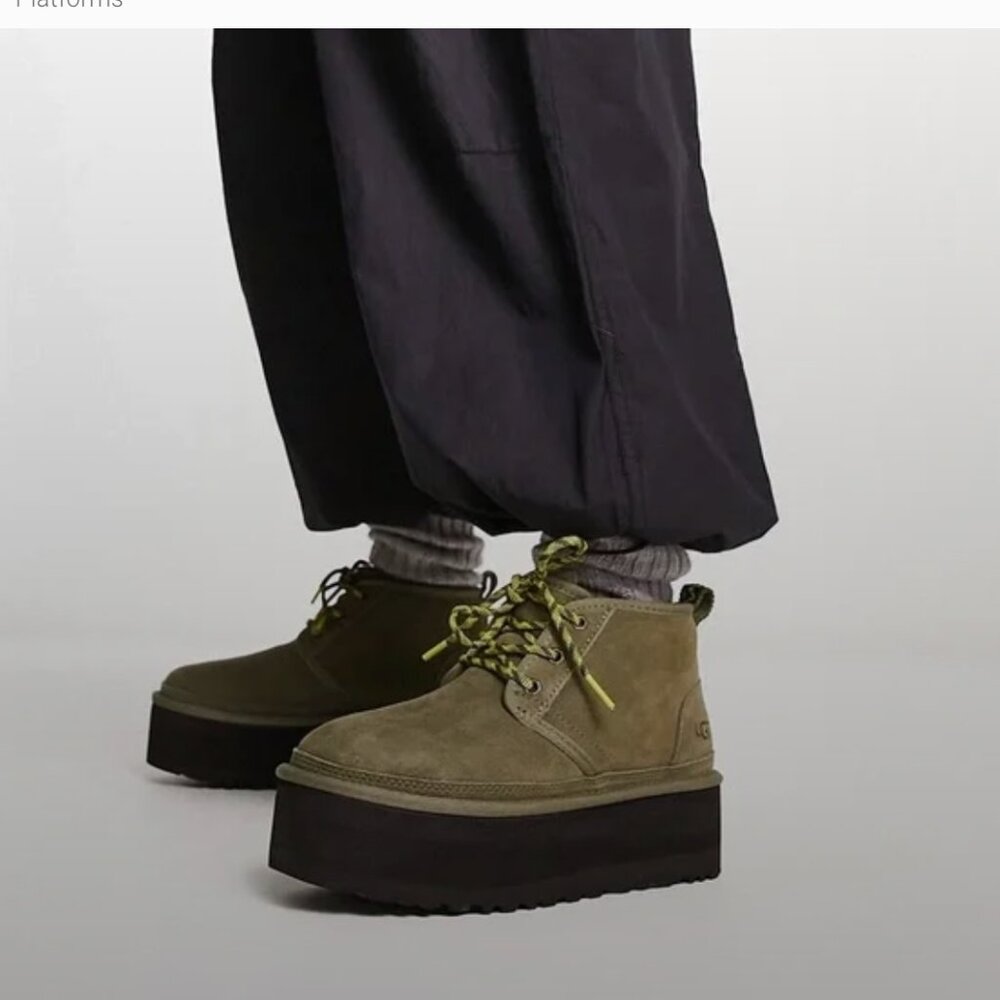 UGG Green Platform Lace-Up Shoes